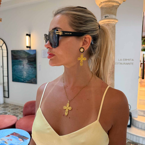 Large Yellow Cross Charm - Single