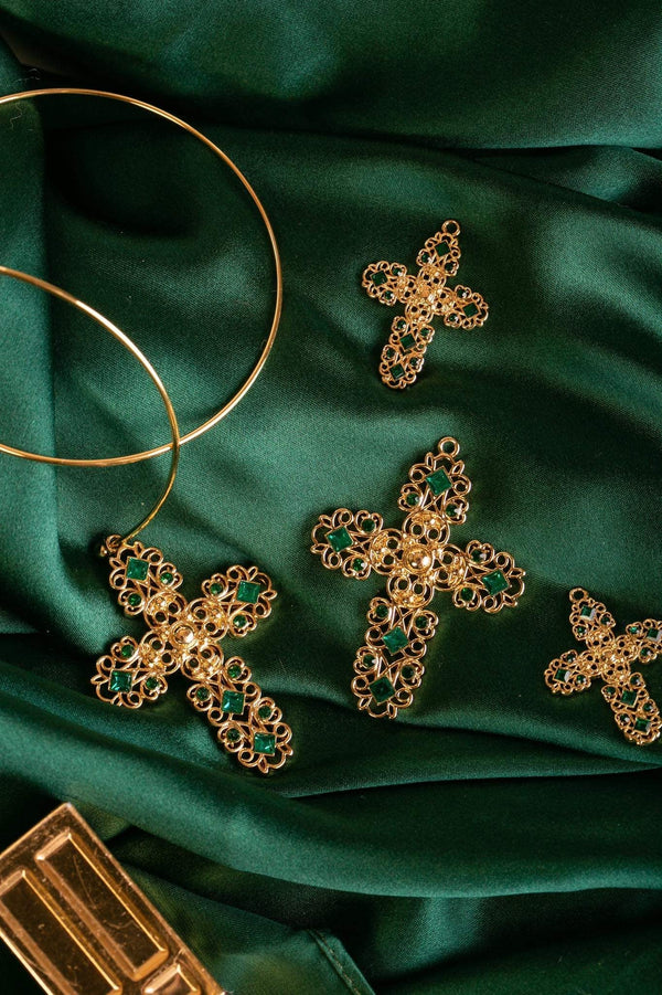 Small Green Cross Charm - Single