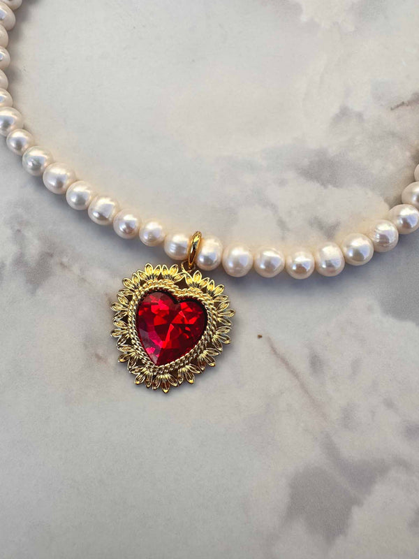 Enchant Angelina Necklace with Amora Red Heart
