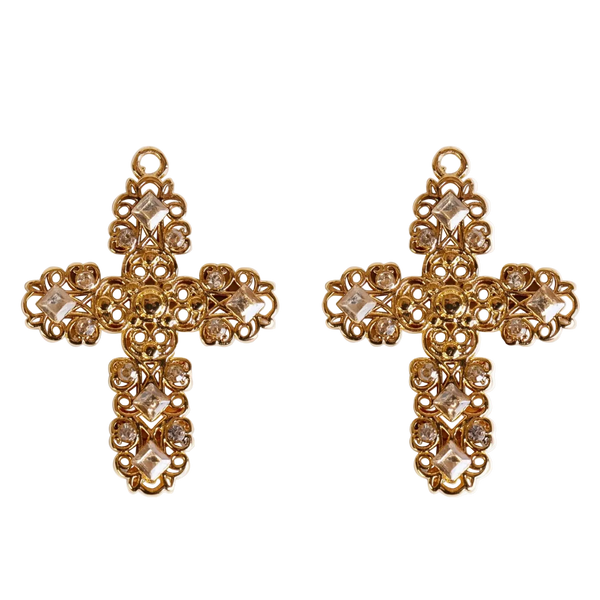Large Champagne Cross Charm - Single