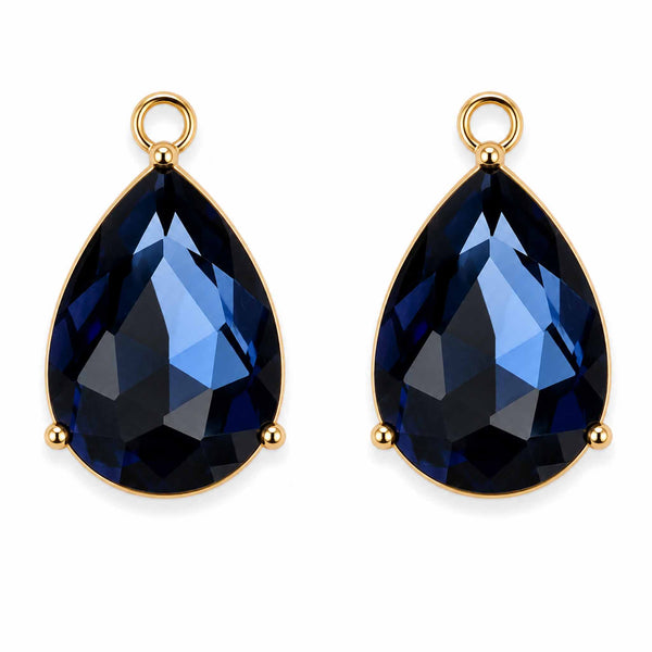 Sapphire Blue Pear Crystal Charm - Single