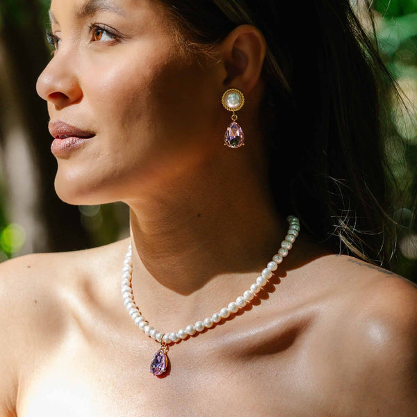 Enchant Pearl and Pink Crystal Earrings