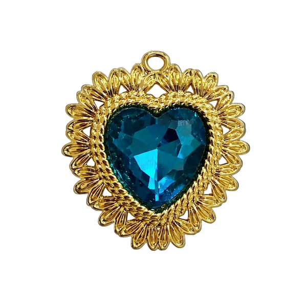 Ocean Blue Amora Heart Charm - Single