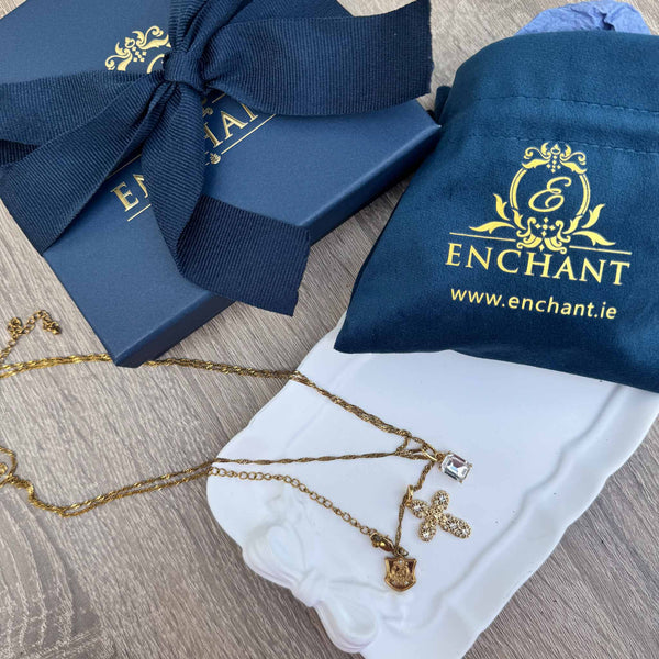 Enchant Champagne Cross Layering Necklace Set