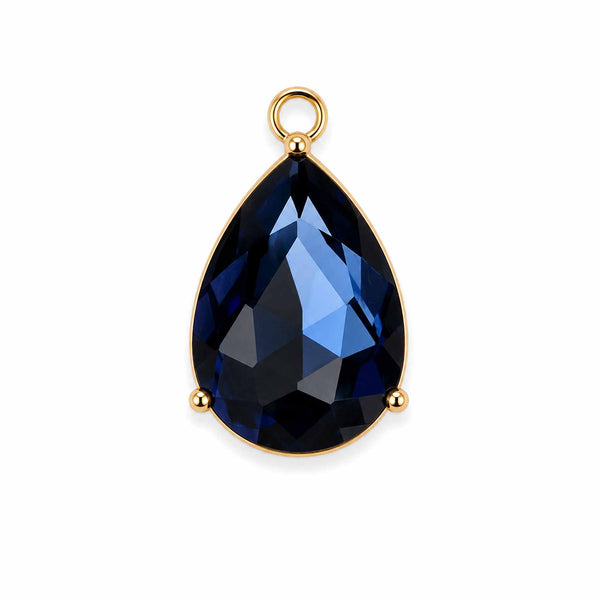 Sapphire Blue Pear Crystal Charm - Single