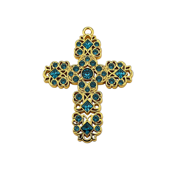 Large Light Blue Cross Charm - Single