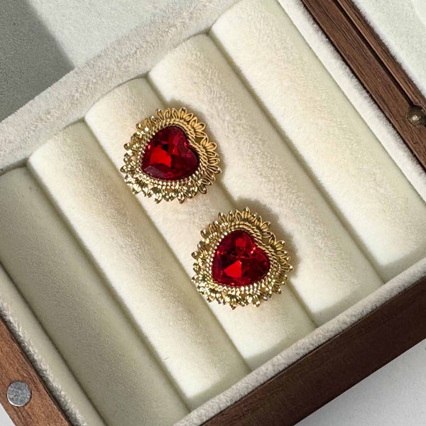 Enchant Amora Red Heart Stud Earrings