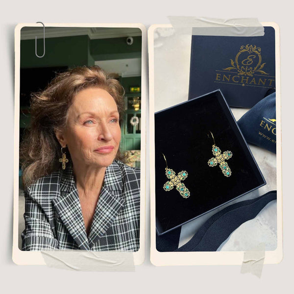 Enchant Emerald Cross Hoops