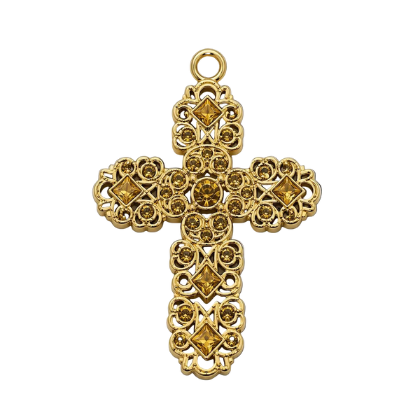 Large Yellow Cross Charm - Single