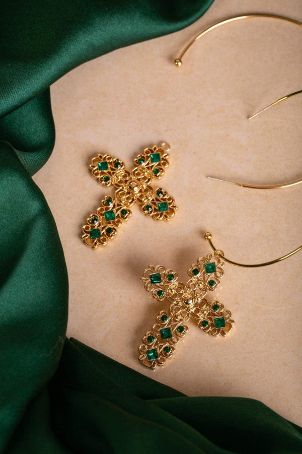 Small Green Cross Charm - Single