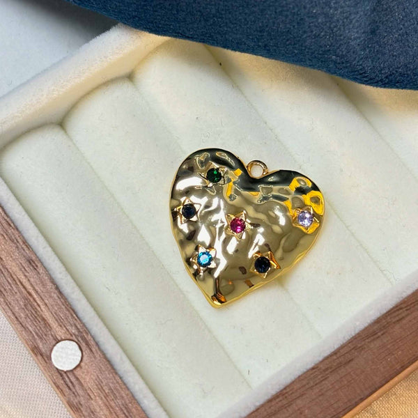 Enchant Gold Plated Multi Colour Crystal Heart Charm