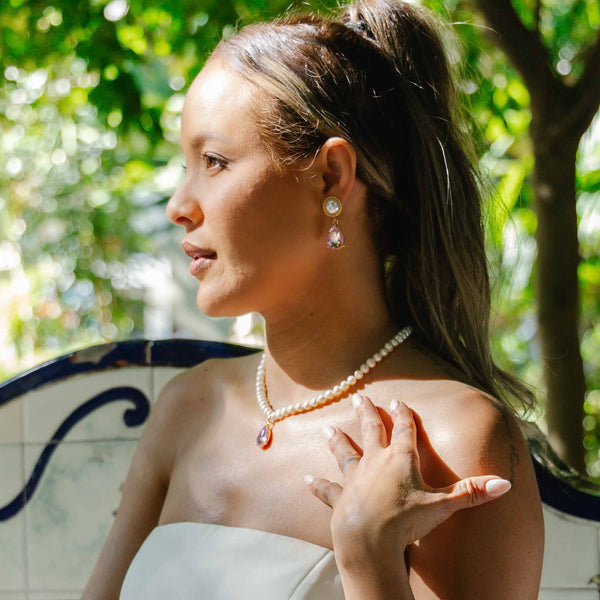 Enchant Pearl and Pink Crystal Earrings