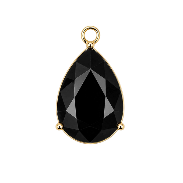 Black Pear Crystal Charm - Pair