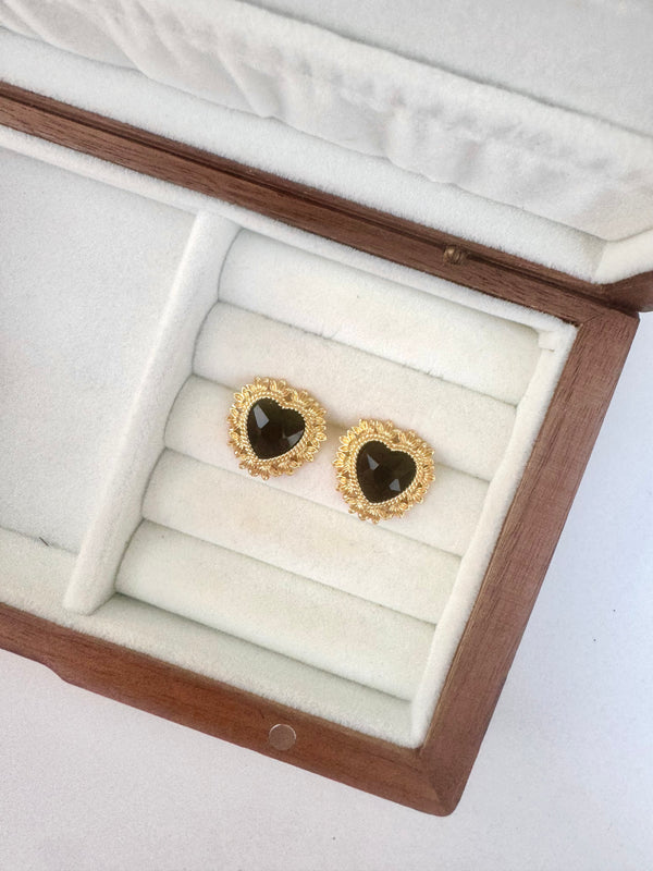 Enchant Amora Black Heart Stud Earrings