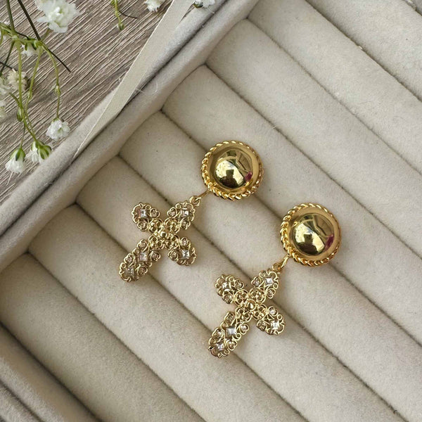 Enchant Lucienne Champagne Cross Earrings
