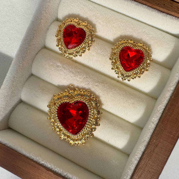 Enchant Amora Red Heart Stud Earrings