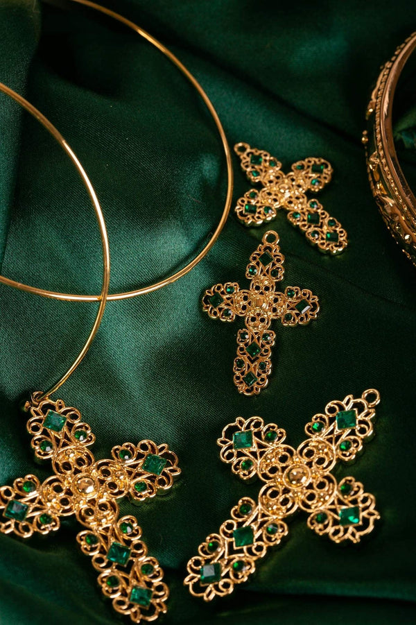 Small Green Cross Charm - Single