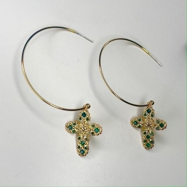 Small Green Cross Charm - Single