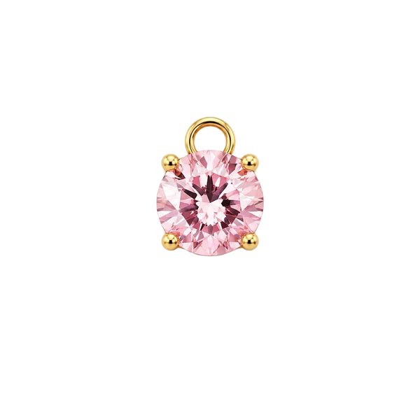 Pink Mini Round Crystal Charm - Pair