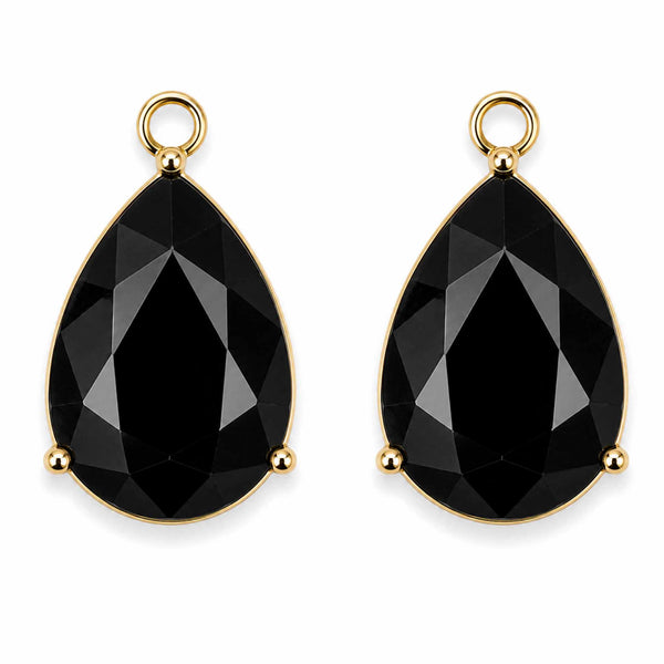 Black Pear Crystal Charm - Pair