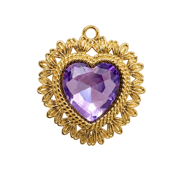 Purple Amora Heart Charm - Pair