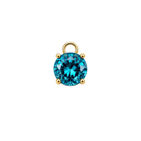 Light Blue Mini Round Crystal Charm - Single
