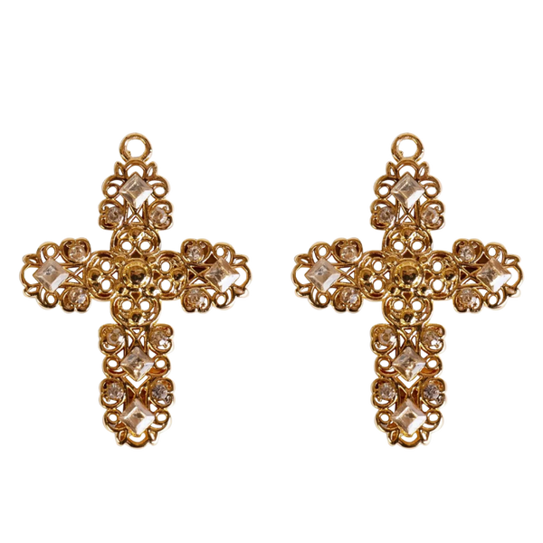 Small Champagne Cross Charm - Pair