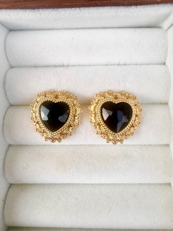 Enchant Amora Black Heart Stud Earrings