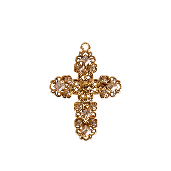 Large Champagne Cross Charm - Single