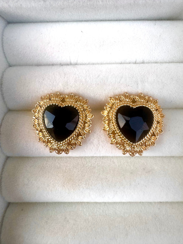 Enchant Amora Black Heart Stud Earrings