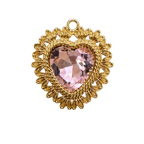 Pink Amora Heart Charm - Pair