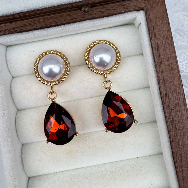 Enchant Pearl and Brown Crystal Earrings