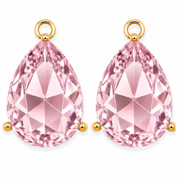 Light Pink Pear Crystal Charm - Pair