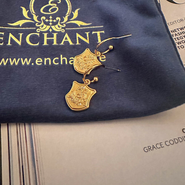 Enchant Gold Plated Crest Hoops (Mini 12mm)