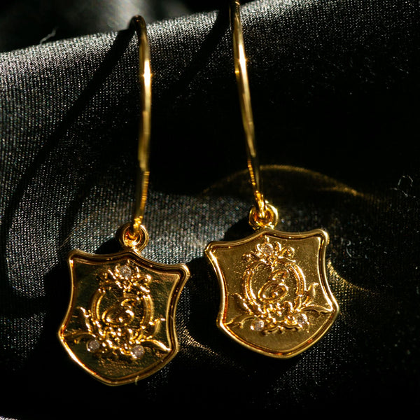 Enchant Gold Plated Crest Hoops (Medium 40mm)